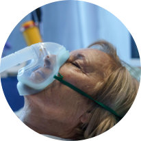 senior woman using oxygen ventilator