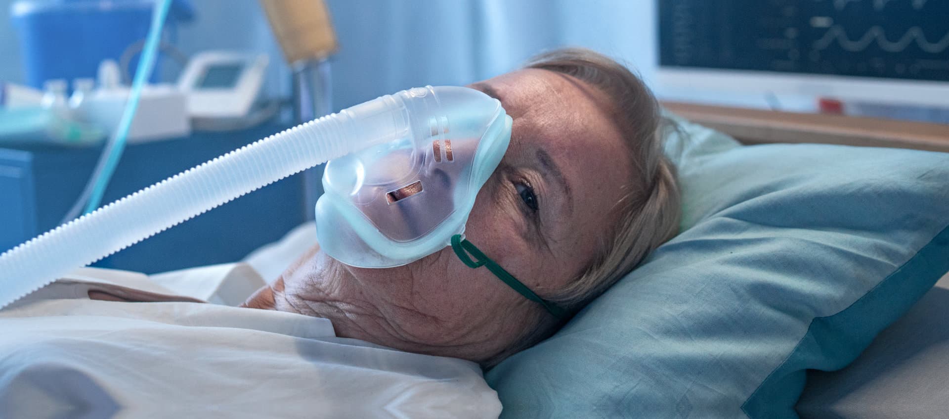 adult woman using oxygen ventilator